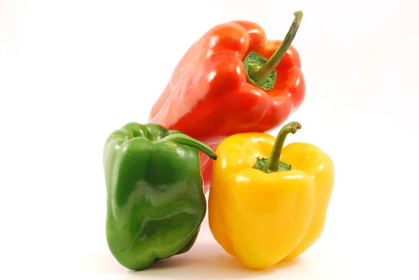 Žluté papriky, červené a zelené — Stock fotografie