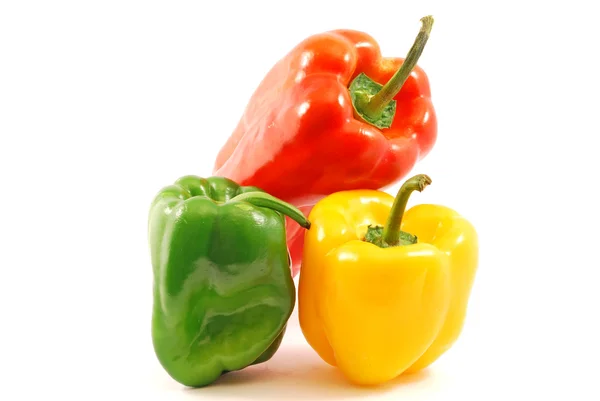 Trio of colorful peppers Stock Image