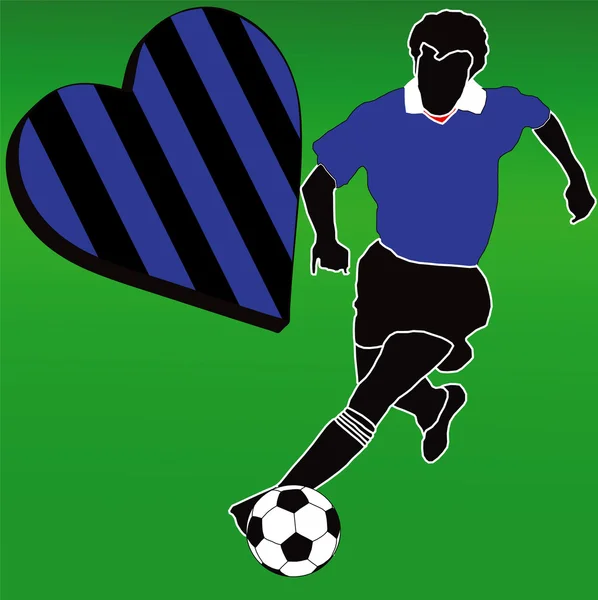 Eu amo o clube de futebol preto e azul — Fotografia de Stock