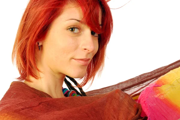 Red hair, smiling serenely — Stock Photo, Image