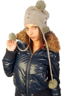 Beautiful woman in winter clothing clipart