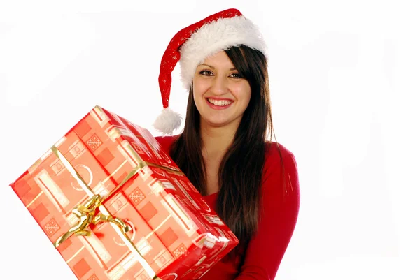 Santa claus brengt geschenken — Stockfoto