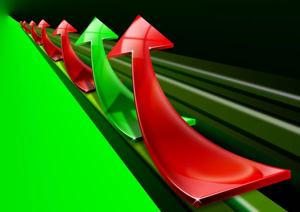 Rode en groene pijlen achtergrond — Stockfoto