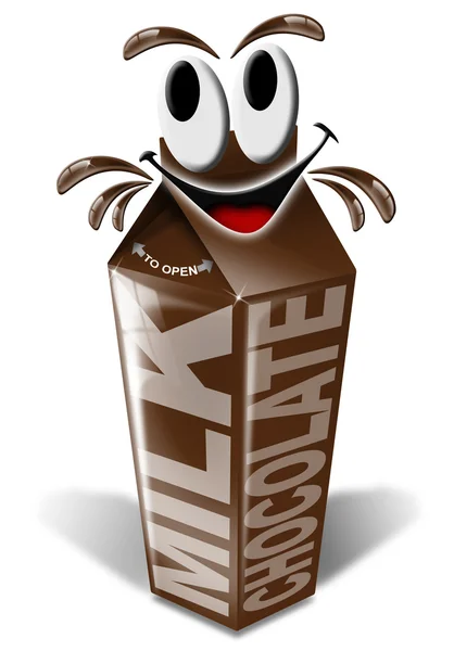 Schokoladenmilch aus Karton und Cartoon — Stockfoto