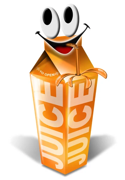 Juice förpackningar tecknade leende — Stockfoto