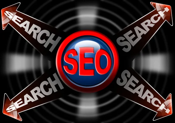 SEO, flèches rouges de recherche - indexation de search engine optimization — Photo