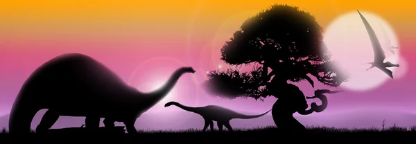 Dinossauros paisagem suave — Fotografia de Stock