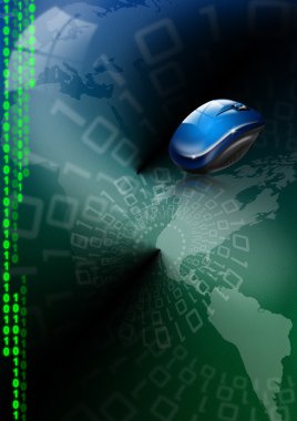 Green and blue global communications clipart