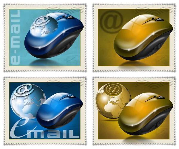Mouse francobolli e-mail — Foto Stock