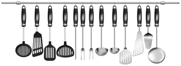 Horizontal set kitchen utensils — Stock Photo, Image