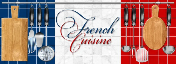 Комплект посуды французской кухни — стоковое фото