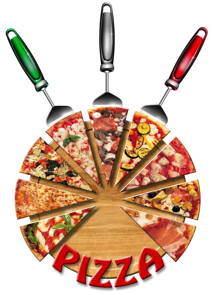 Pizza on the cutting board — Stock Photo, Image
