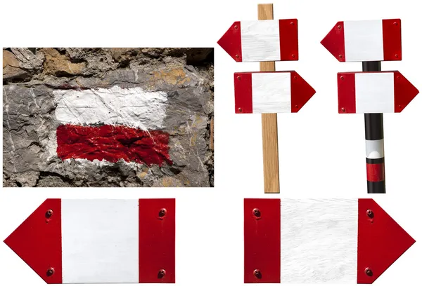 Röda och vita skyltar — Stockfoto