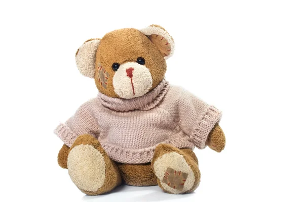 Brown teddy bear with patch — Stock Photo, Image