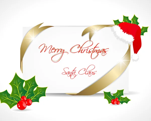 सोनेरी रिबन सह ख्रिसमस कार्ड — स्टॉक व्हेक्टर
