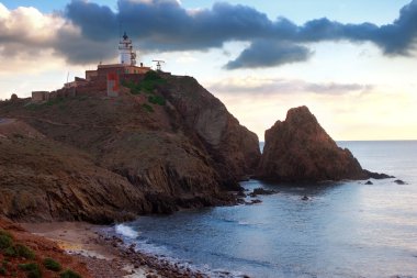 Beautiful landscape with lighthouse near Almería, Cabo de Gata, Spain