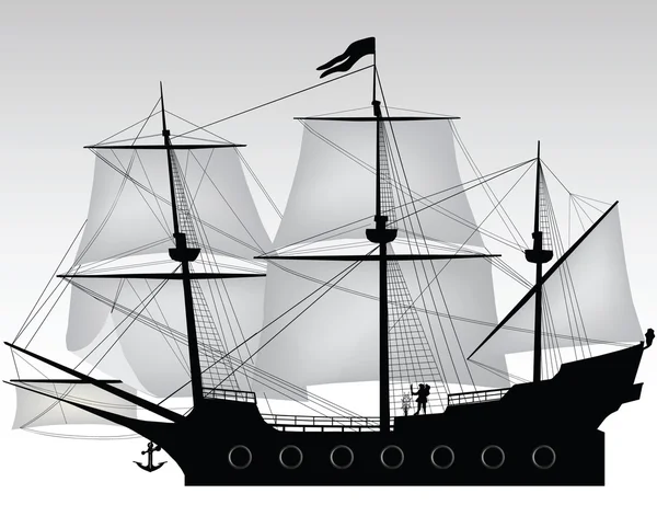 pirate ship side view silhouette — Stock Photo ...