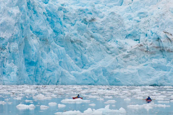 Kayaking at glacier Royalty Free Stock Images