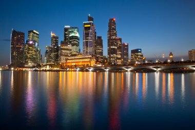 Singapore night skyline clipart