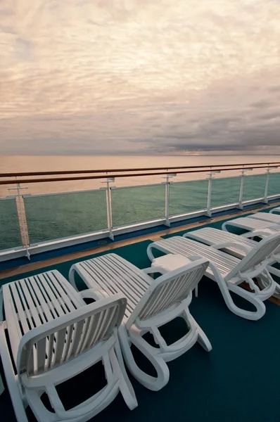 Beach chairs on ship — Stock Photo, Image