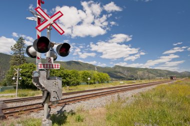 Railway signal control along track clipart