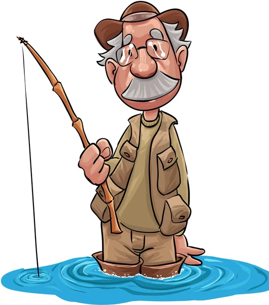 Oude fisher — Stockvector