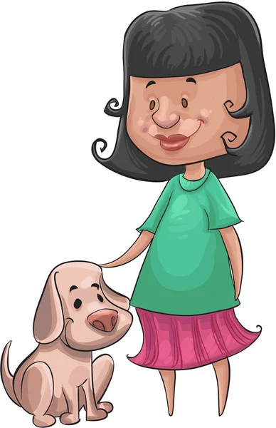 Κορίτσι και ο σκύλος — Διανυσματικό Αρχείο