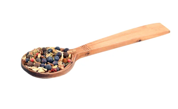 Spice in houten lepel — Stockfoto