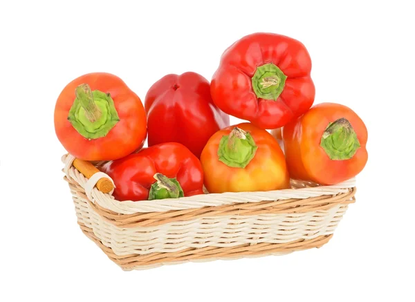 Red pepper in a wattled basket — Stock Photo, Image