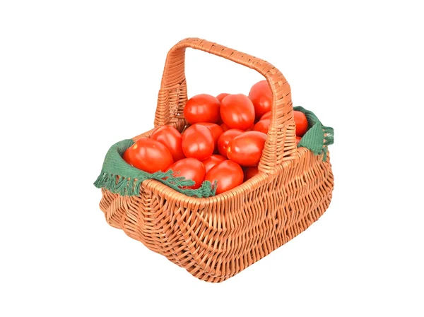 Tomato in a wattled basket — Stock Photo, Image