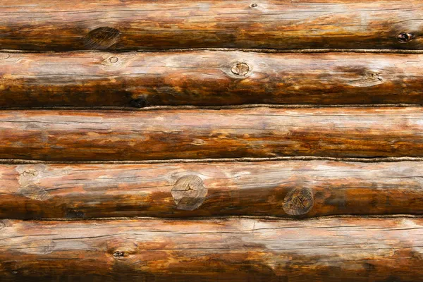 Pared rústica de la cabina de madera de pino — Foto de Stock