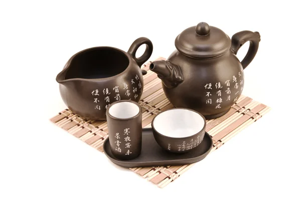 stock image Teapot and cups for tea ceremony