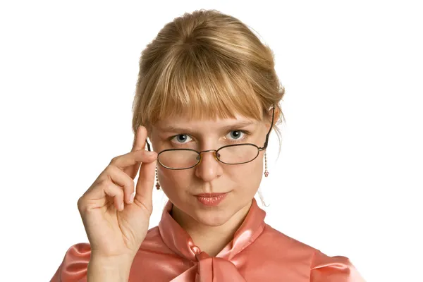Retrato mujer joven en gafas — Foto de Stock