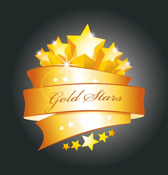 星とゴールドのリボン — ストックベクタ