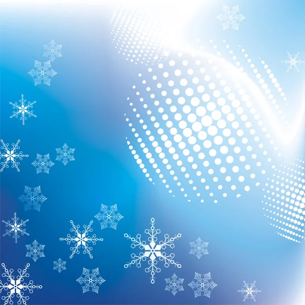 Blauer Hintergrund mit Schneeflocken — Stockvektor