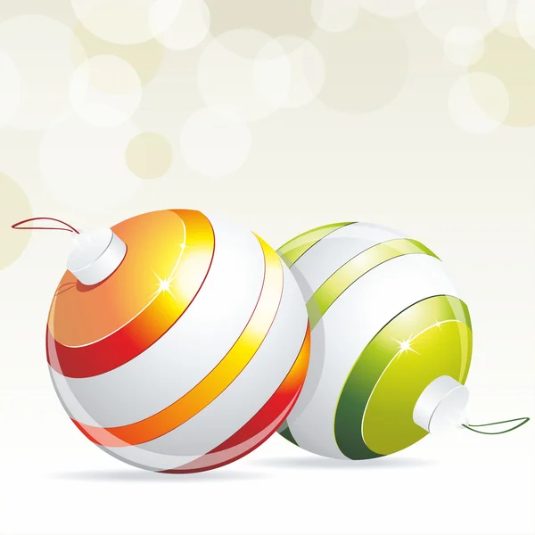 Christmas balls hanging with ribbons — Stock Vector