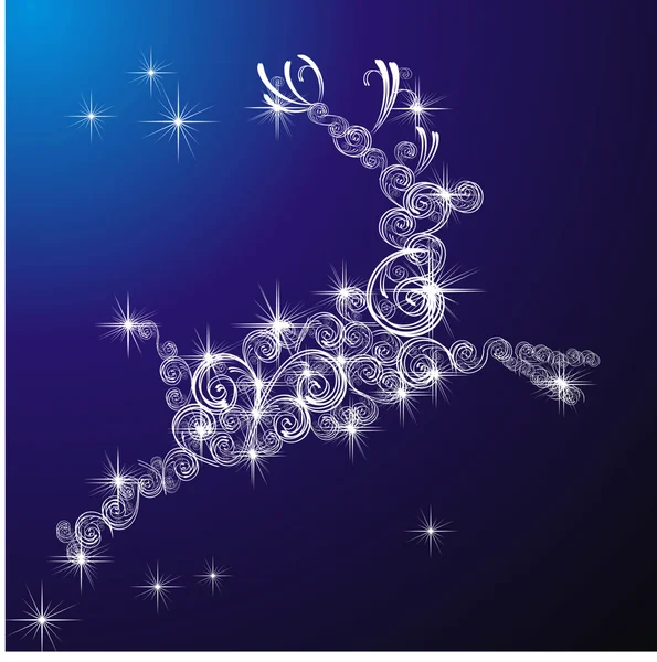 Vecteur cerf de Noël, fond étoilé — Image vectorielle