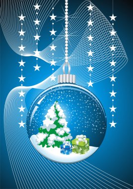 christmas snow globe with glittering lights around clipart