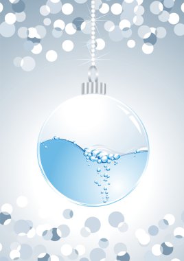 christmas snow globe with glittering lights around clipart