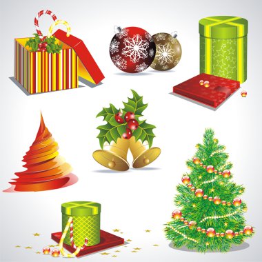 Vector set with Christmas symbols and objects clipart