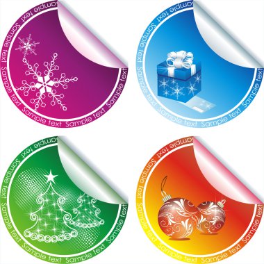 Collection of christmas stickers design elements isolated on White clipart