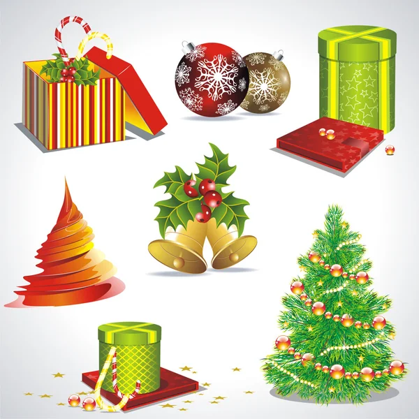 Vector set met kerst symbolen en objecten — Stockvector
