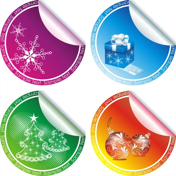 Collection of christmas stickers design elements isolated on White — Stock Vector