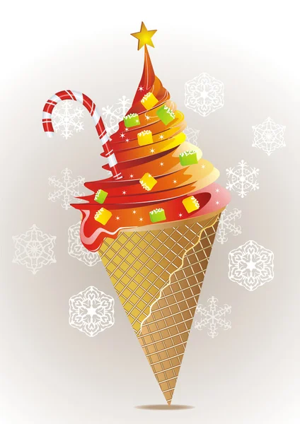 あるクリスマス ツリー アイス クリーム - ベクトルすることができますように甘い — ストックベクタ