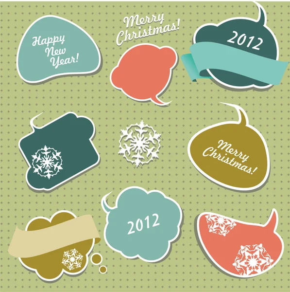 Kerstmis stickers in de vorm van spraak bubbels. — Stockvector