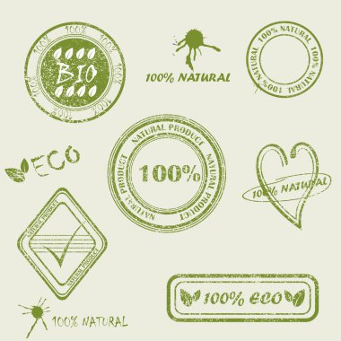 Green grunge rubber stamp set clipart