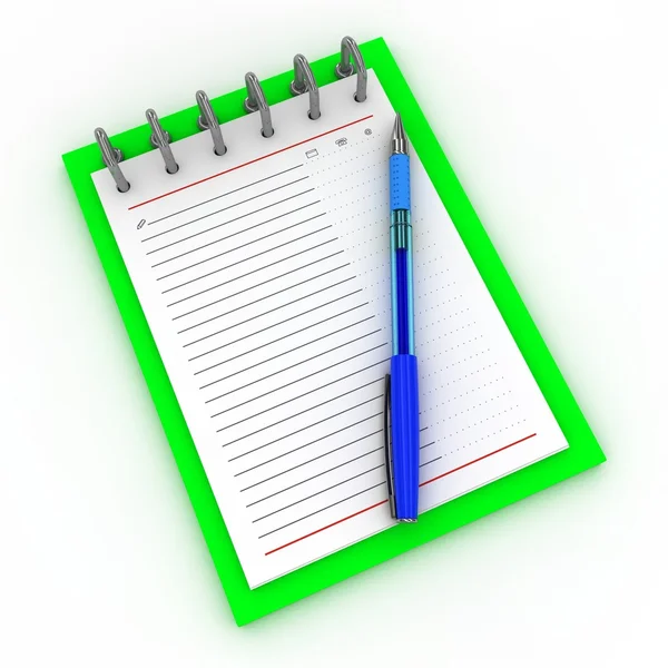 Stift auf dem Notizbuch — Stockfoto