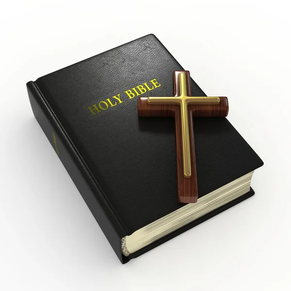 圣经 》 和一个十字架 — 图库照片