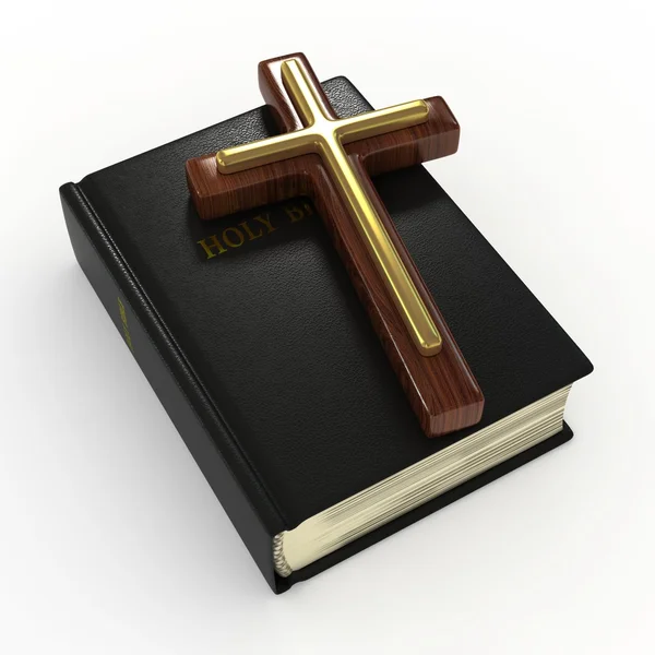 Bíblia e uma cruz — Fotografia de Stock