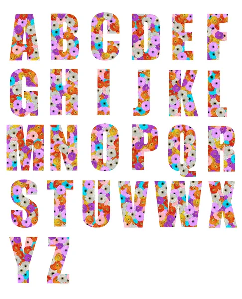 Цветочный шрифт от a до z — стоковое фото